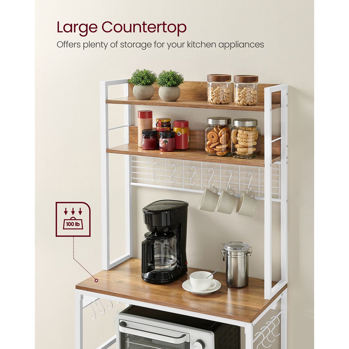 Hutch Bakers Rack with Power Outlet - HWLEXTRA 