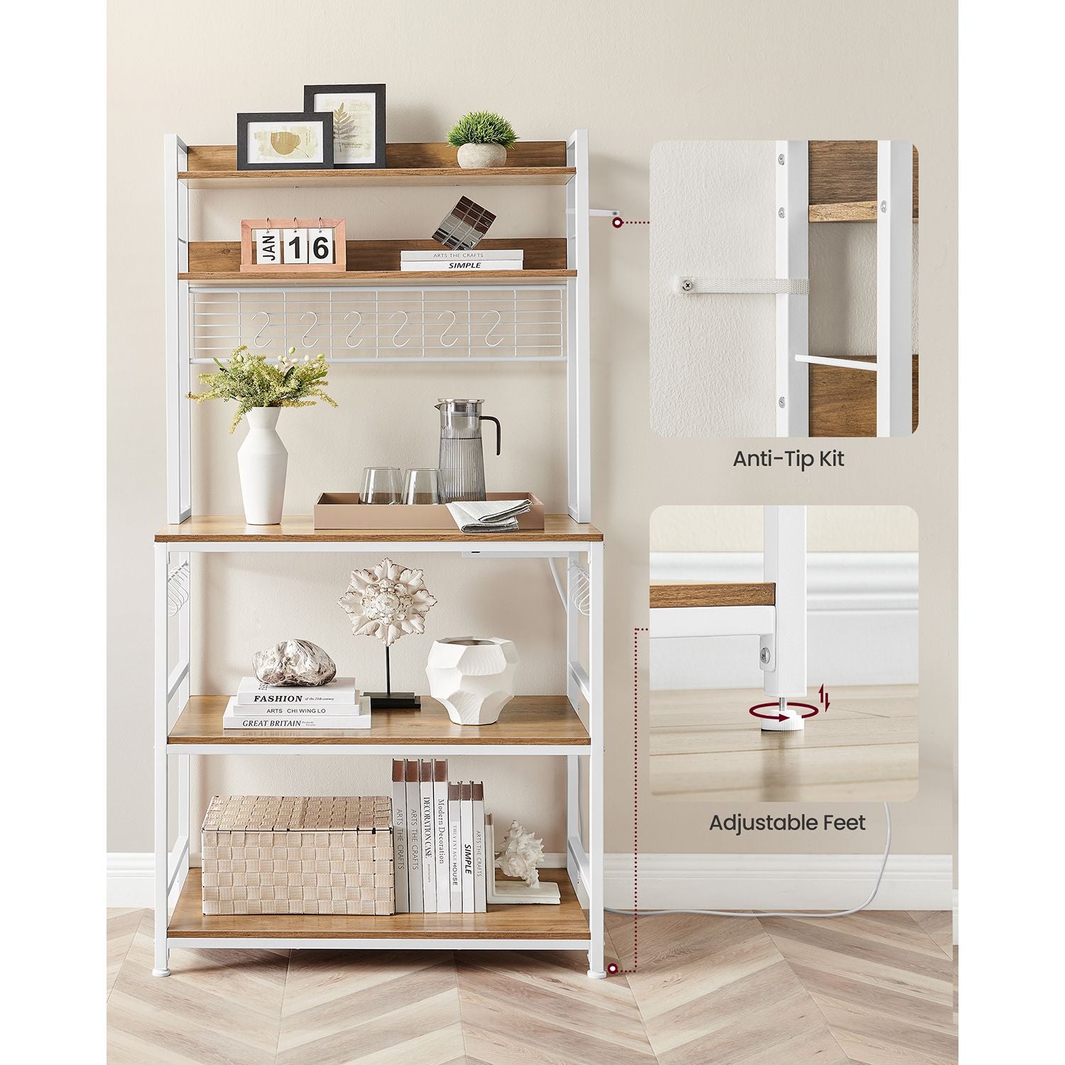 Hutch Bakers Rack with Power Outlet - HWLEXTRA 
