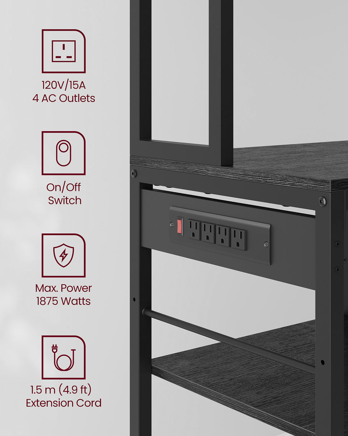 Bakers Rack with Charging Station