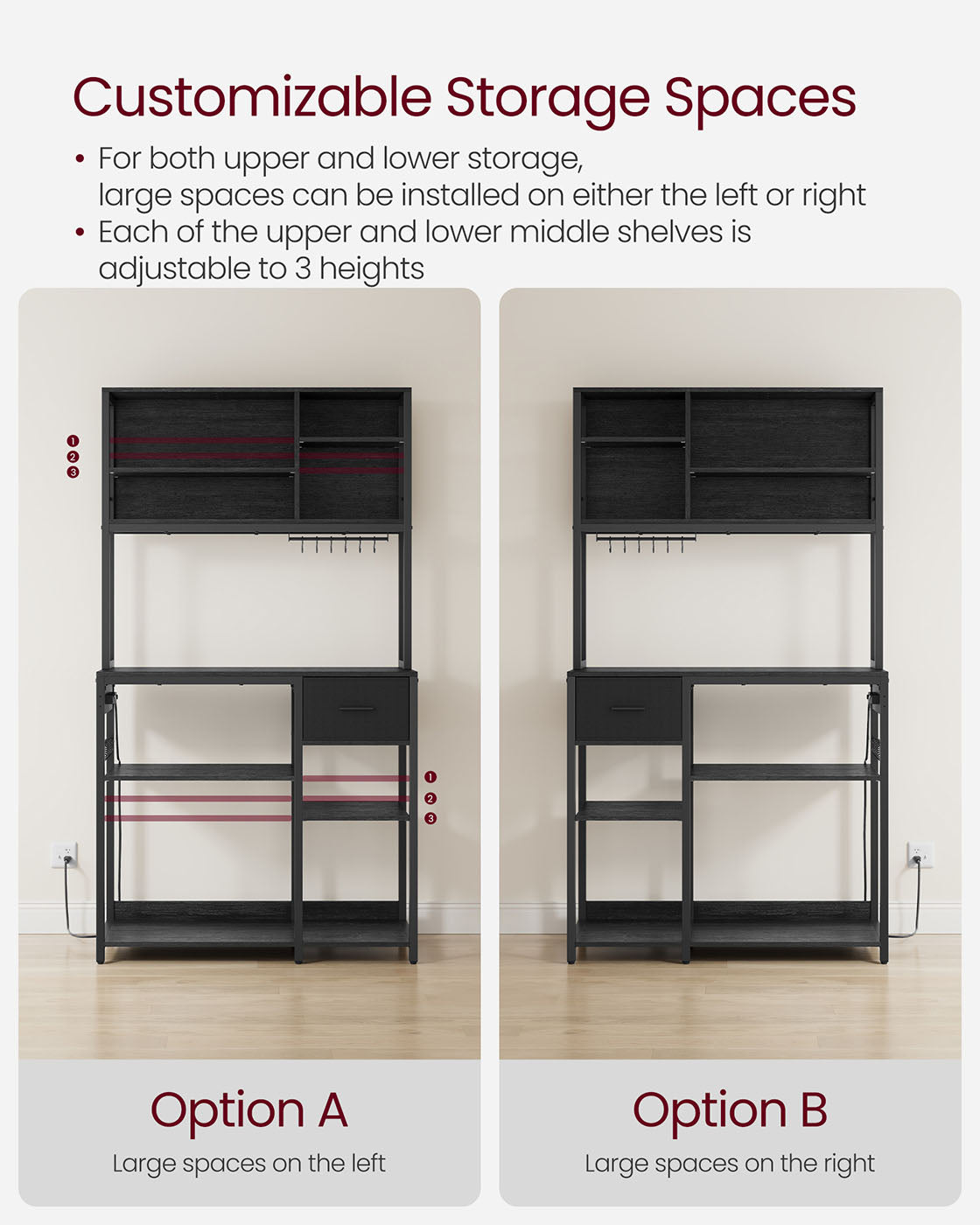 Bakers Rack with Charging Station