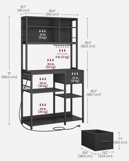 Bakers Rack with Charging Station