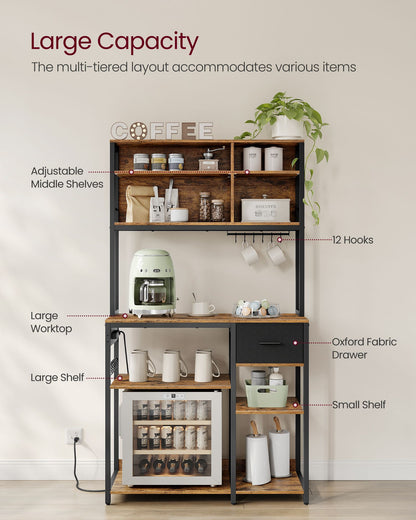 Bakers Rack with Charging Station