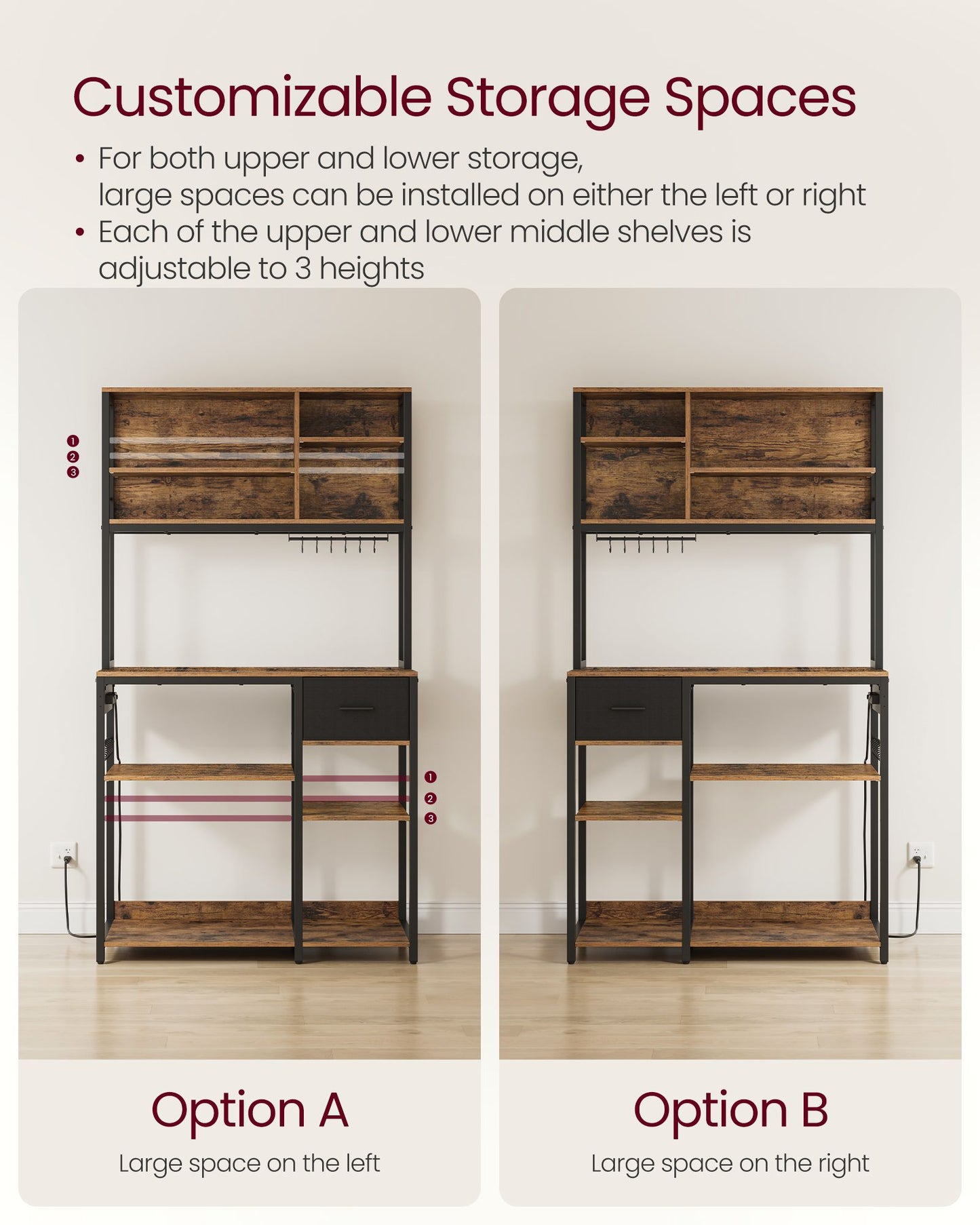 Bakers Rack with Charging Station