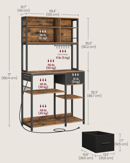 Bakers Rack with Charging Station