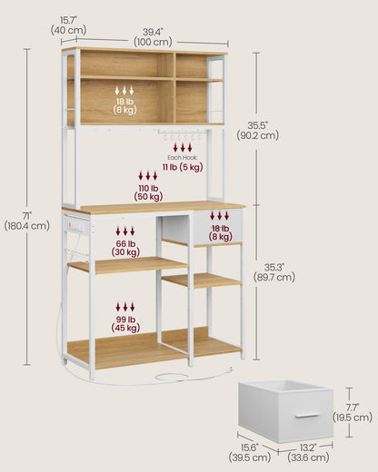 Bakers Rack with Charging Station