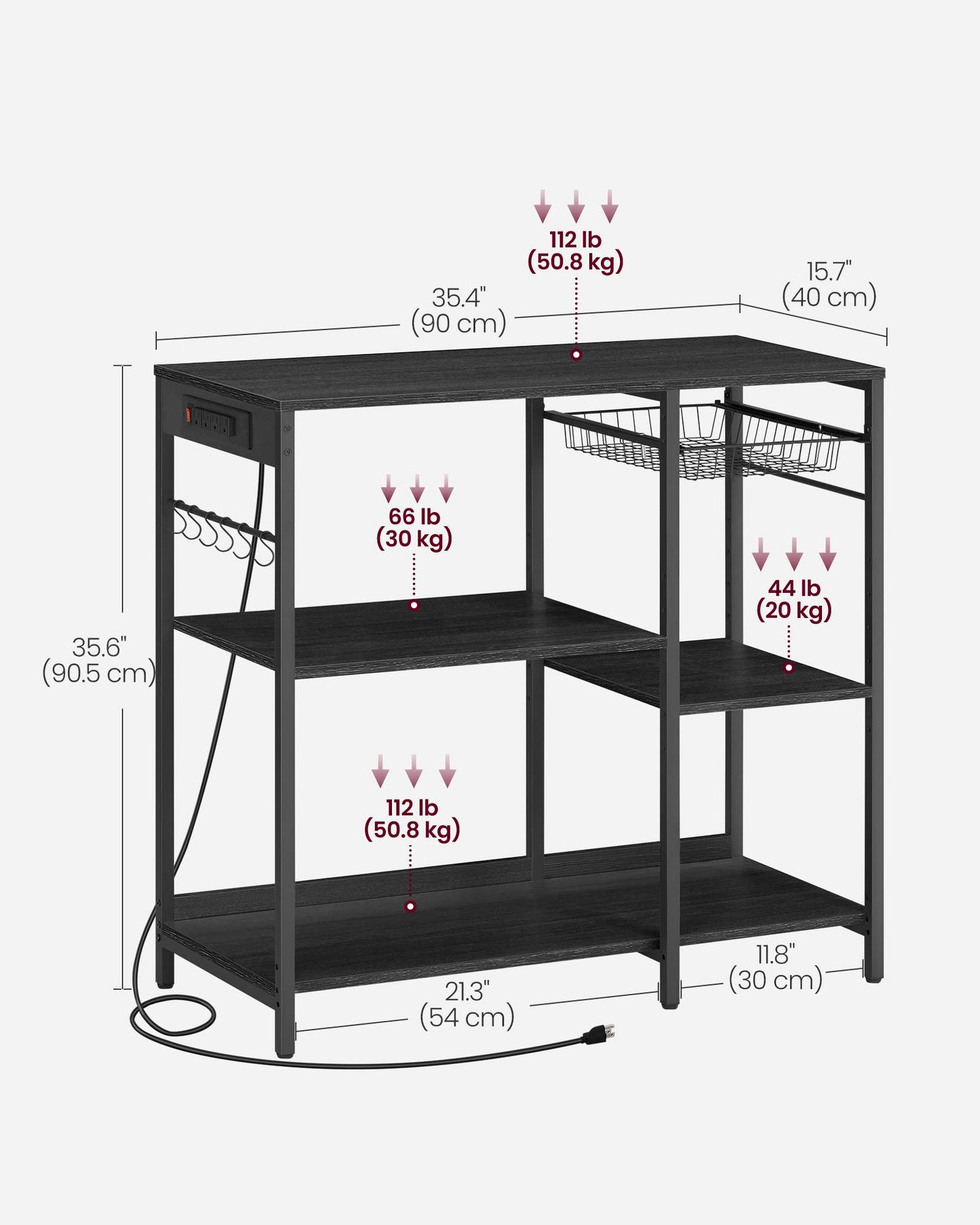 Baker's Rack with Charging Station