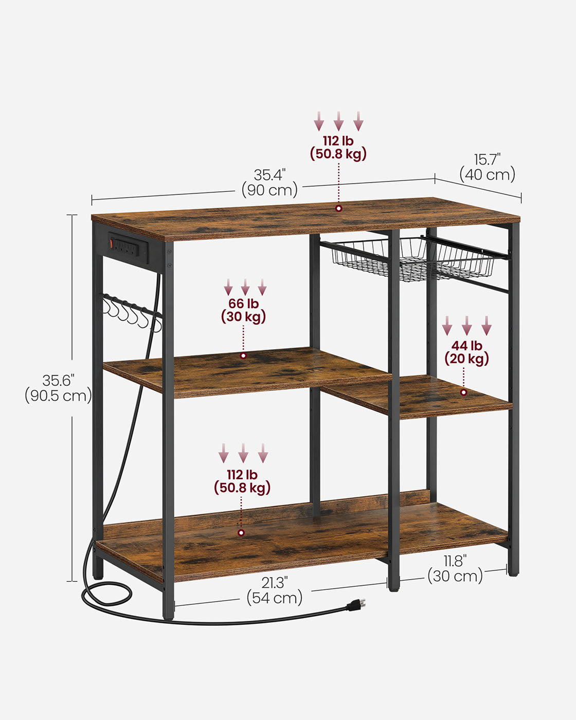 Baker's Rack with Charging Station
