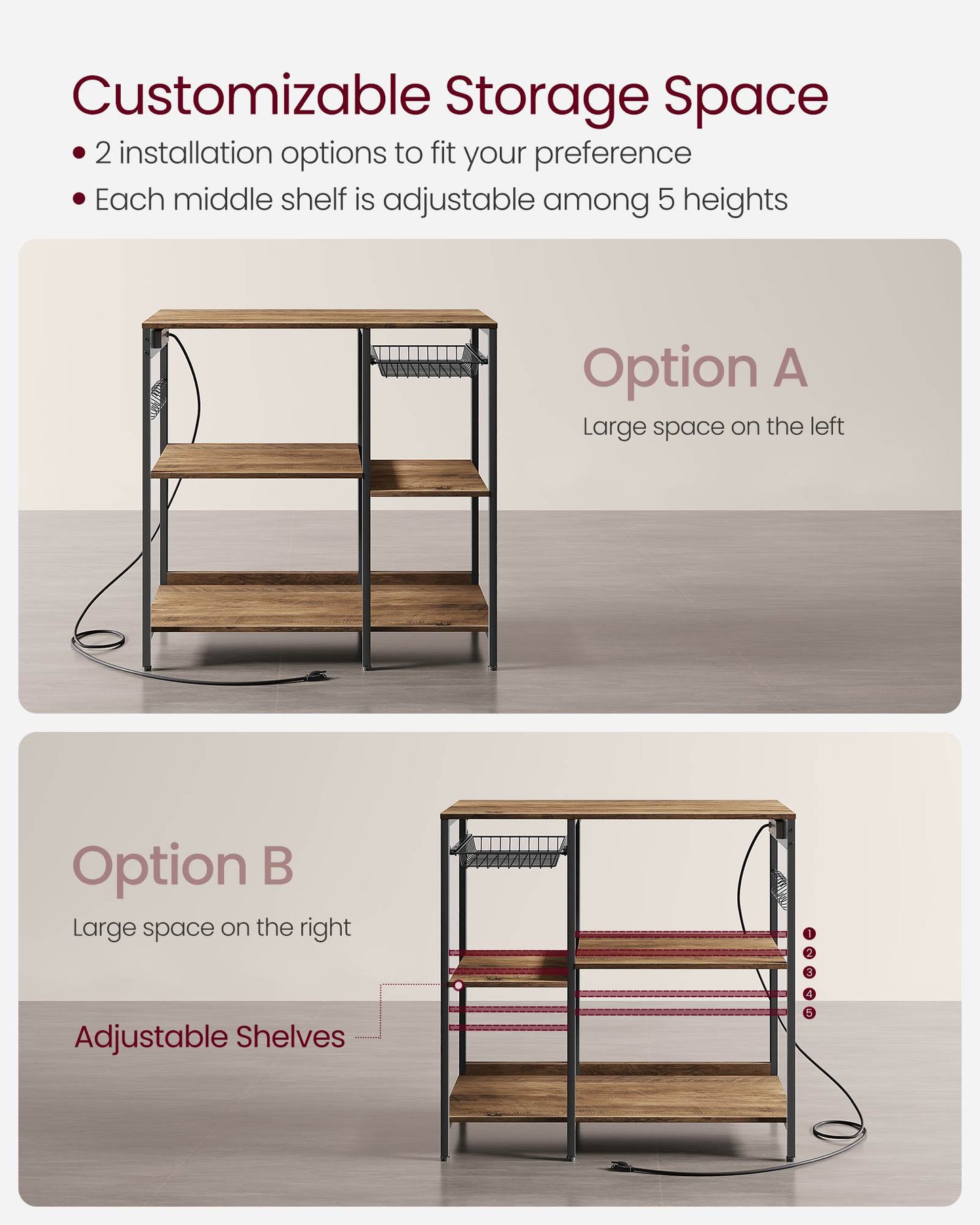 Baker's Rack with Charging Station