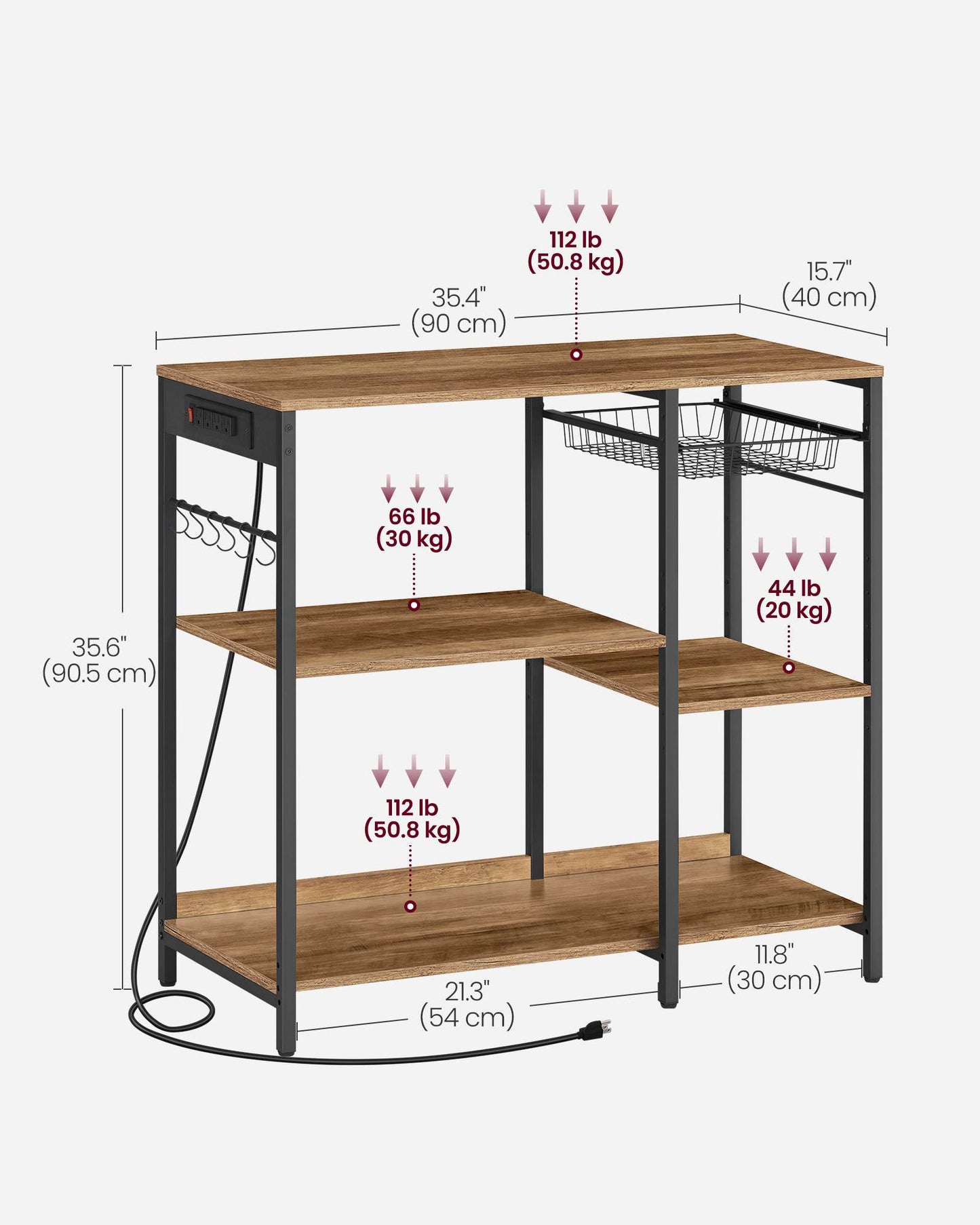 Baker's Rack with Charging Station