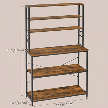 Industrial-Style Kitchen Storage Unit, 40 x 60 x 167 cm, Brown - image 37