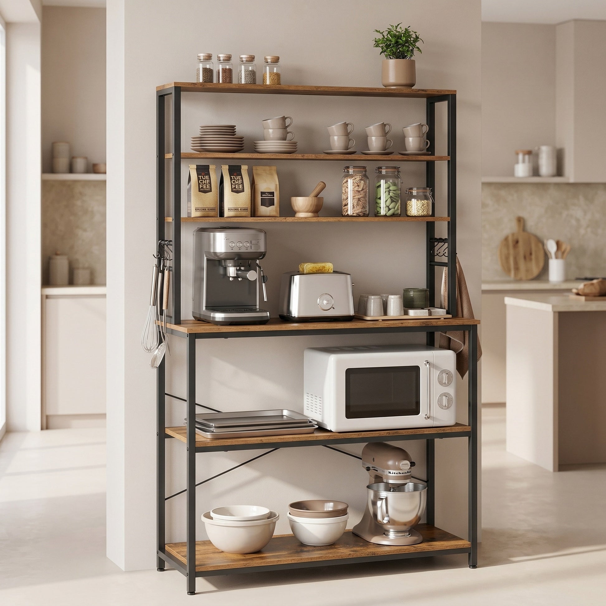 Industrial-Style Kitchen Storage Unit, 40 x 60 x 167 cm, Brown - image 39