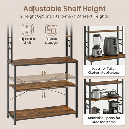 Industrial-Style Kitchen Storage Unit, 40 x 60 x 167 cm, Brown - image 40