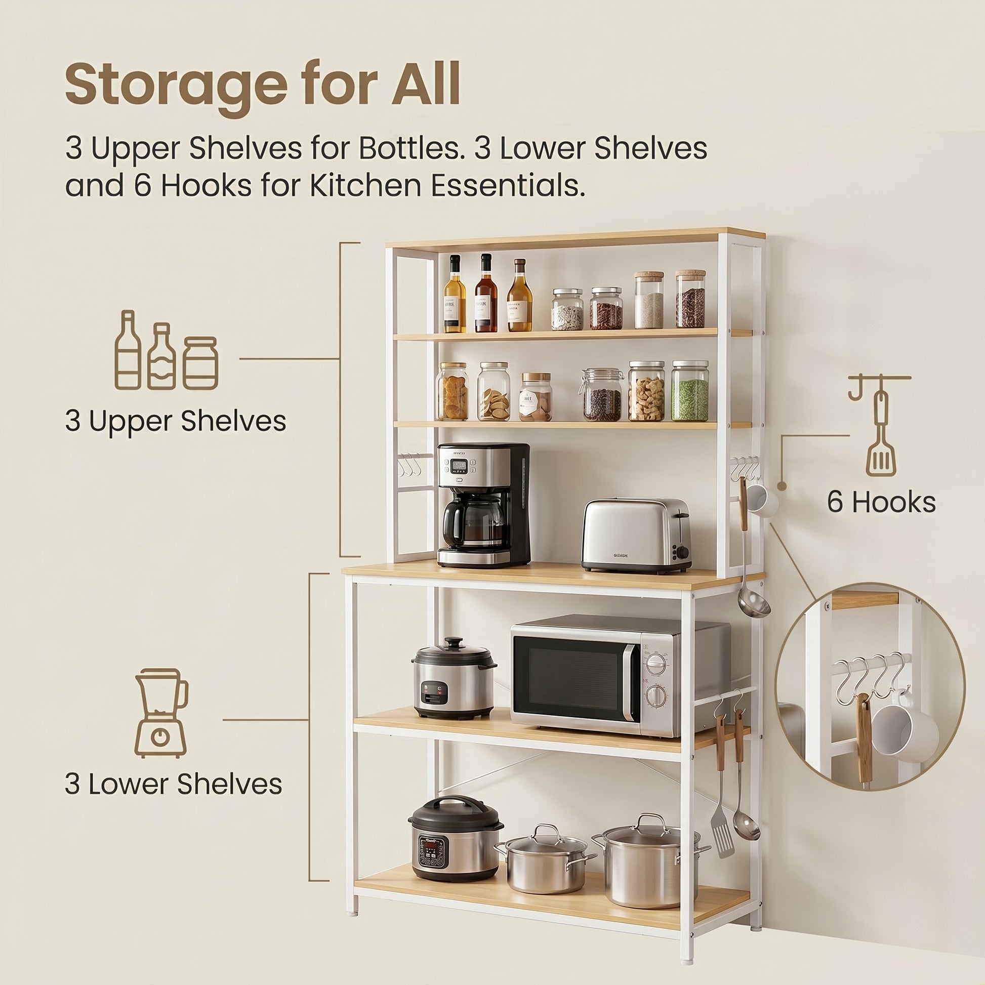 Industrial-Style Kitchen Storage Unit, 40 x 60 x 167 cm, Brown - image 27