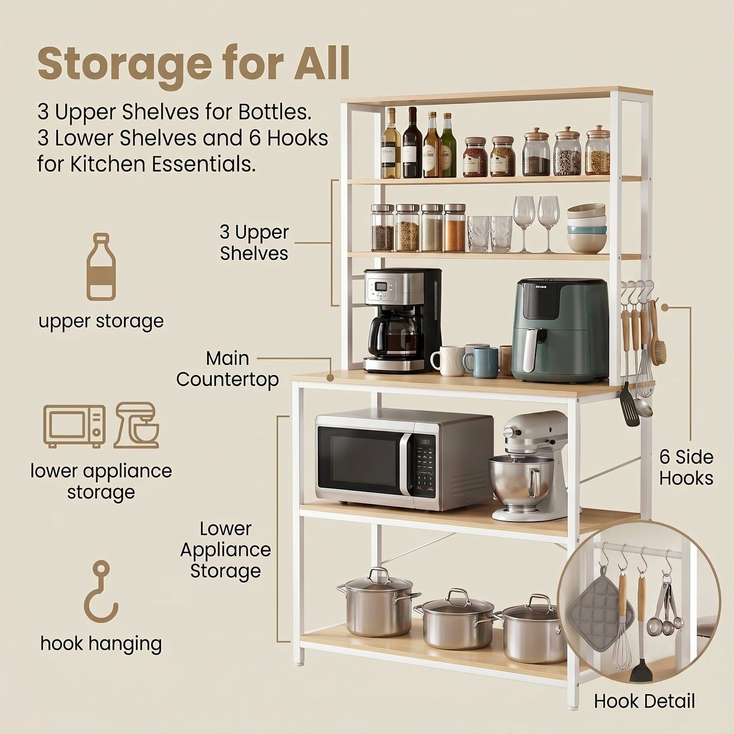 Industrial-Style Kitchen Storage Unit, 40 x 60 x 167 cm, Brown - image 28