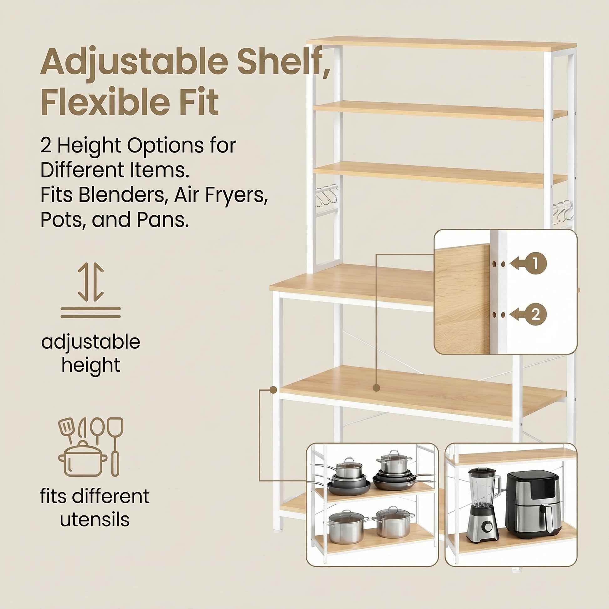 Industrial-Style Kitchen Storage Unit, 40 x 60 x 167 cm, Brown - image 29