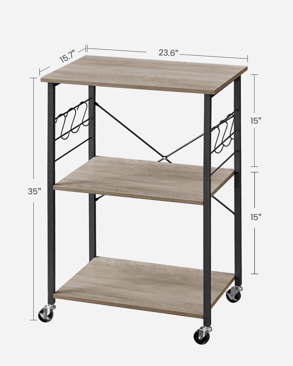 MARTHA Shelf With Wheels, Kitchen Cart, Bar Cart, Rustic Brown