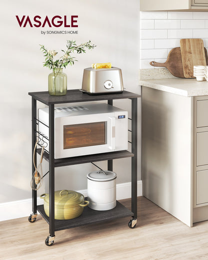MARTHA Shelf With Wheels, Kitchen Cart, Bar Cart, Rustic Brown