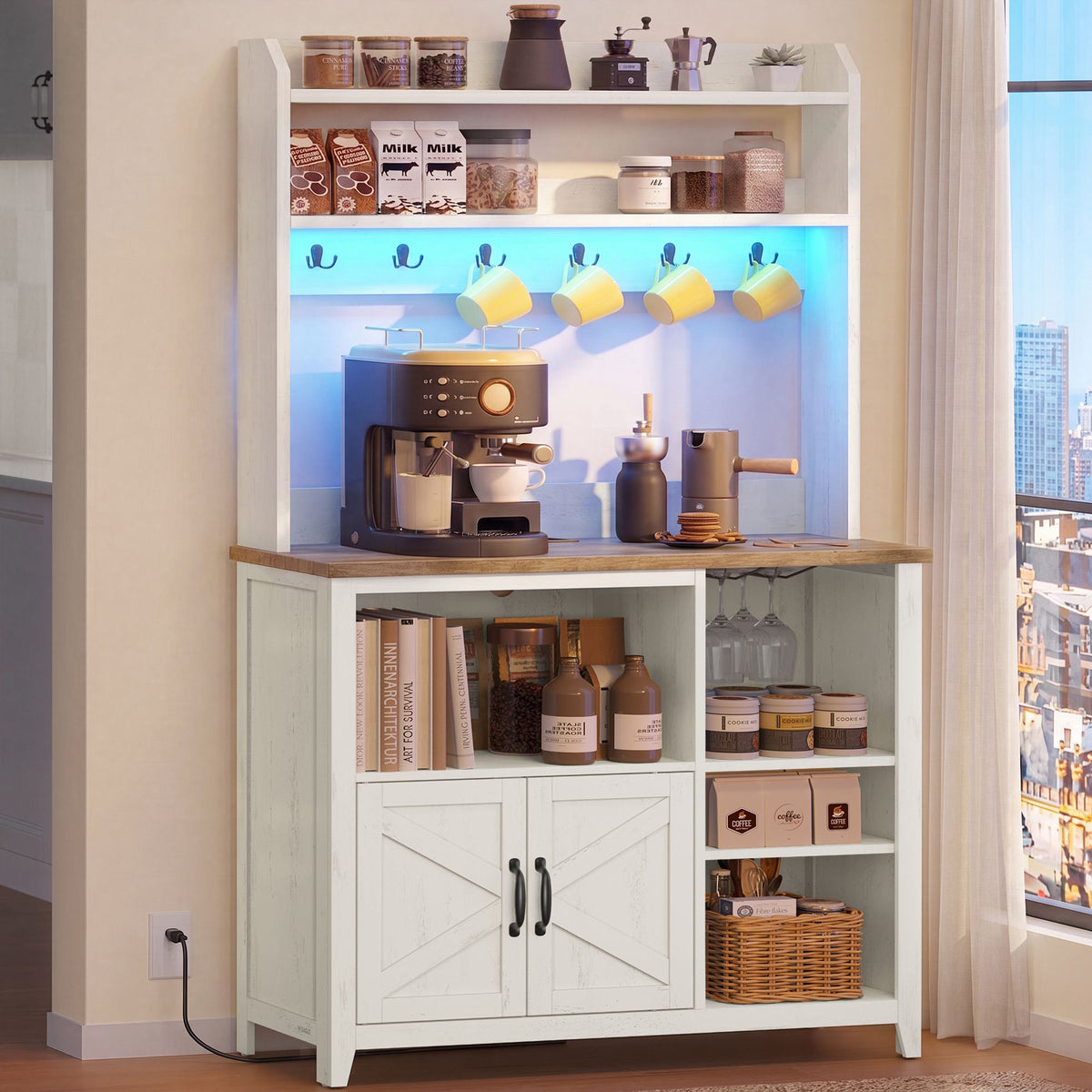 Baker's Rack with LED Lights and Power Outlet