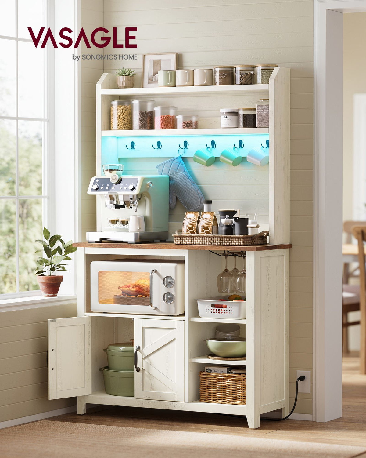 Baker's Rack with LED Lights and Power Outlet