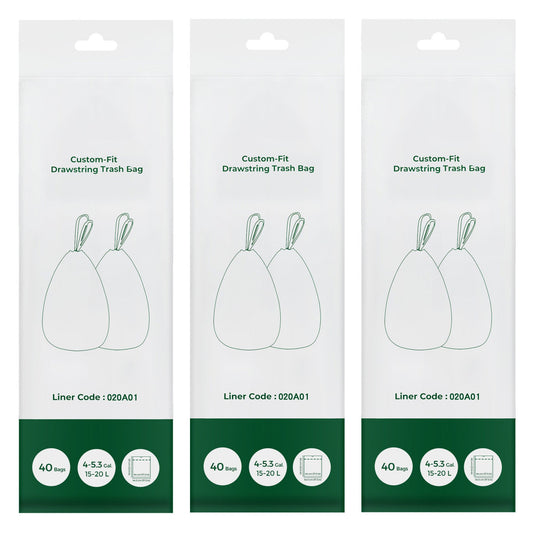 Drawstring Trash Bags, 120-Piece Heavy-Duty Pre-Separated Bin Liners, for Kitchen Waste, 4-5.3 Gallon, White - image 1