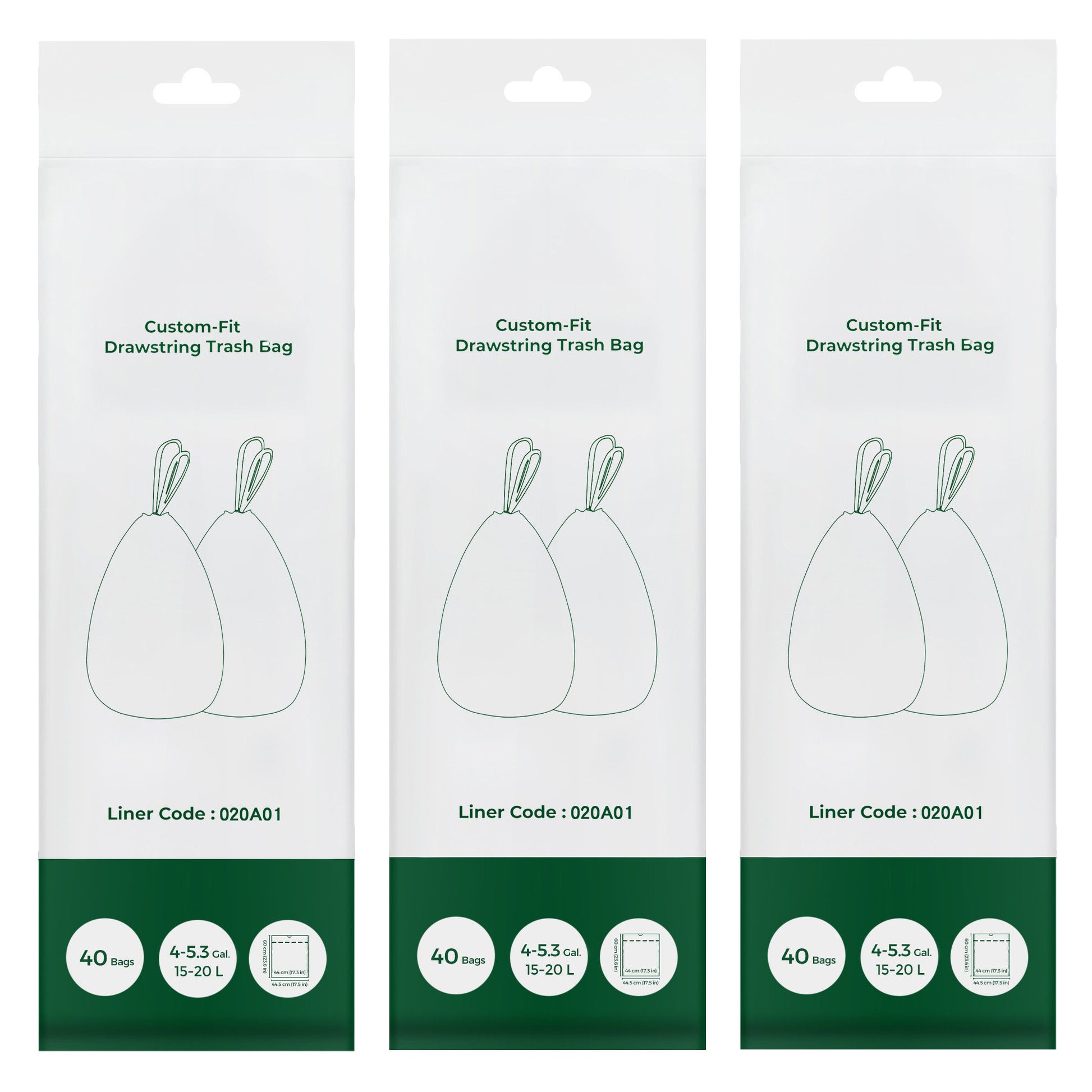 Drawstring Trash Bags, 120-Piece Heavy-Duty Pre-Separated Bin Liners, for Kitchen Waste, 4-5.3 Gallon, White - image 1
