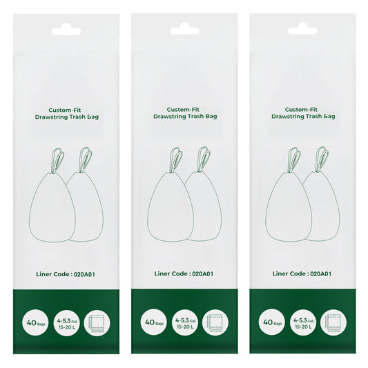 Drawstring Trash Bags, 120-Piece Heavy-Duty Pre-Separated Bin Liners, for Kitchen Waste, 4-5.3 Gallon, White - image 1