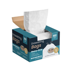 Trash Bags 5.3-Gallon with Drawstrings 160 Count Liner Code L Cream White