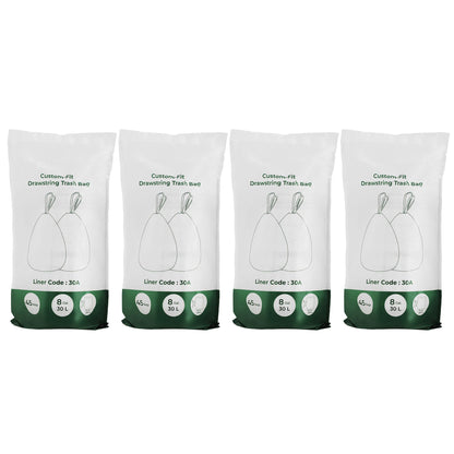 Drawstring Trash Bags, 180-Piece Heavy-Duty Pre-Separated Bin Liners, for Kitchen Waste, 8 Gallon, White - image 1