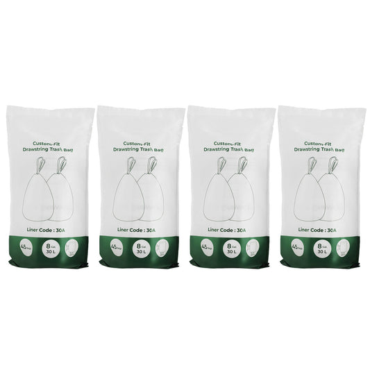Drawstring Trash Bags, 180-Piece Heavy-Duty Pre-Separated Bin Liners, for Kitchen Waste, 8 Gallon, White - image 1