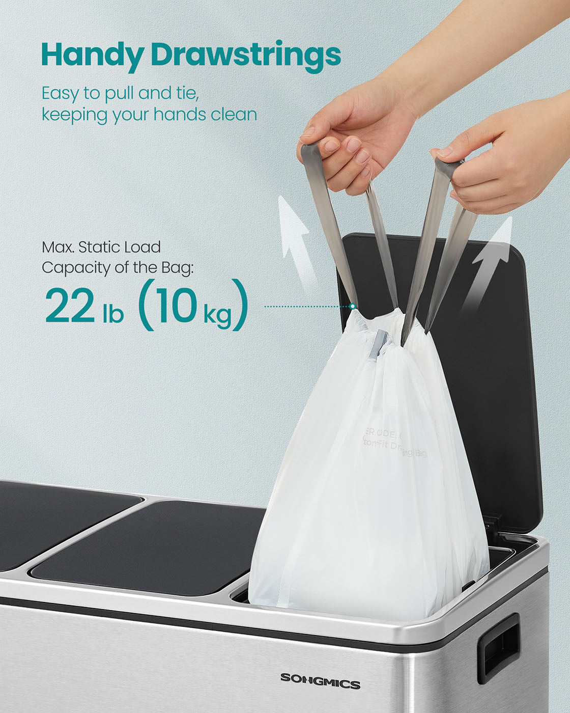 Trash Bags 8-Gallon with Drawstrings 80 Count Liner Code H Cream White