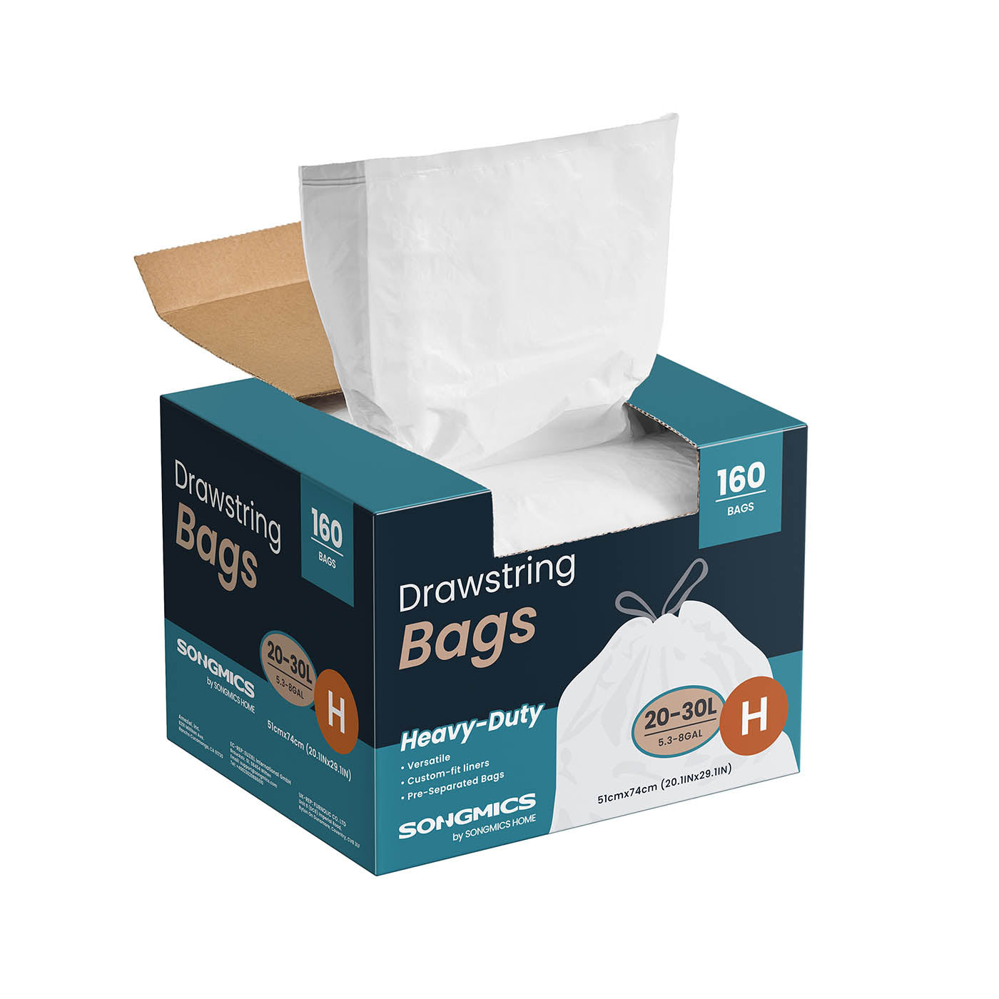 Trash Bags 8-Gallon with Drawstrings 160 Count Liner Code H Cream White