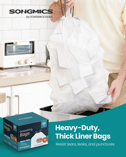 Trash Bags 8-Gallon with Drawstrings 160 Count Liner Code H Cream White