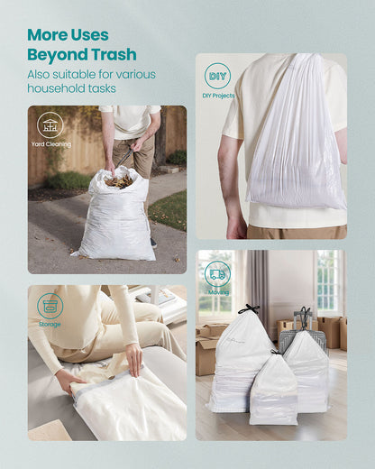 Trash Bags 8-Gallon with Drawstrings 160 Count Liner Code H Cream White