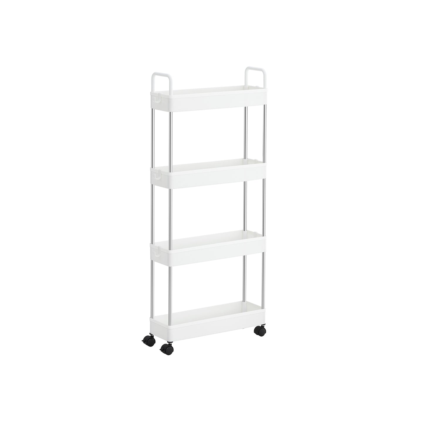 White Narrow Storage Cart with 4 Baskets & Handle - image 2