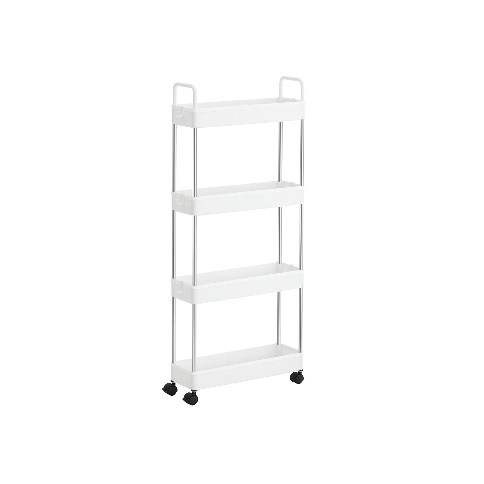 White Narrow Storage Cart with 4 Baskets & Handle - image 2
