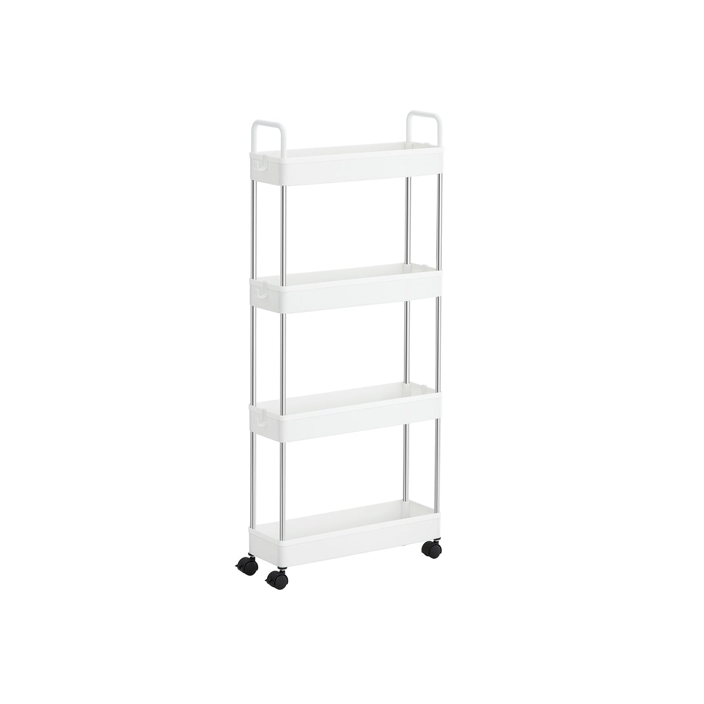 White Narrow Storage Cart with 4 Baskets & Handle - image 1