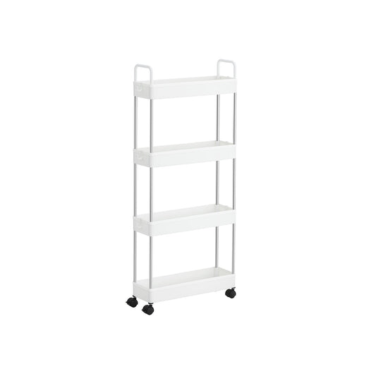 White Narrow Storage Cart with 4 Baskets & Handle - image 1
