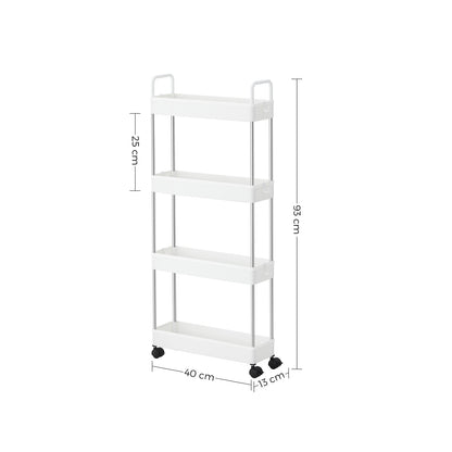 White Narrow Storage Cart with 4 Baskets & Handle - image 8