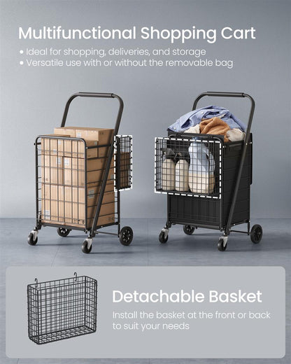 Foldable Shopping Cart with 360 Swivel Wheels