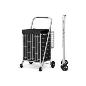 Foldable Shopping Cart with 360 Swivel Wheels