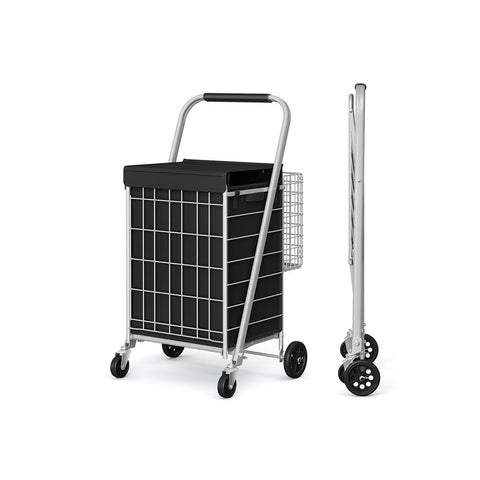 Foldable Shopping Cart with 360 Swivel Wheels