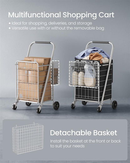 Foldable Shopping Cart with 360 Swivel Wheels