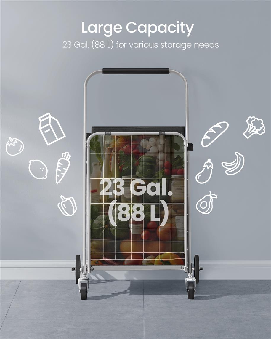 Foldable Shopping Cart with 360 Swivel Wheels
