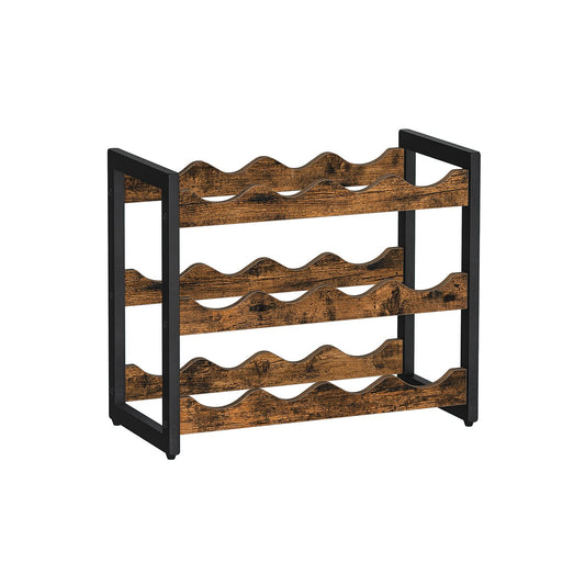 3-Tier Bamboo Wine Storage Rack Rustic Brown and Black - image 1