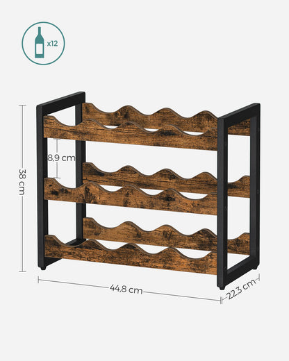 3-Tier Bamboo Wine Storage Rack Rustic Brown and Black - image 6