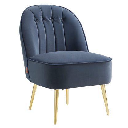 Accent Chair, Velvet Vanity Chair with Metal Legs, Shell-Shaped Back, Wide Seat, Luxury Style