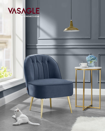 Accent Chair, Velvet Vanity Chair with Metal Legs, Shell-Shaped Back, Wide Seat, Luxury Style