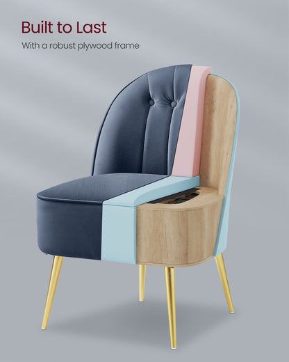 Accent Chair, Velvet Vanity Chair with Metal Legs, Shell-Shaped Back, Wide Seat, Luxury Style