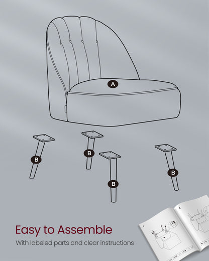 Accent Chair, Velvet Vanity Chair with Metal Legs, Shell-Shaped Back, Wide Seat, Luxury Style
