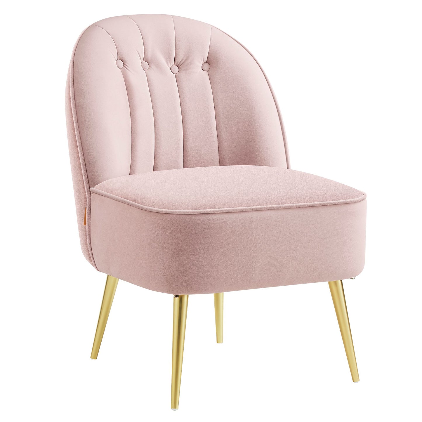 Accent Chair, Velvet Vanity Chair with Metal Legs, Shell-Shaped Back, Wide Seat, Luxury Style